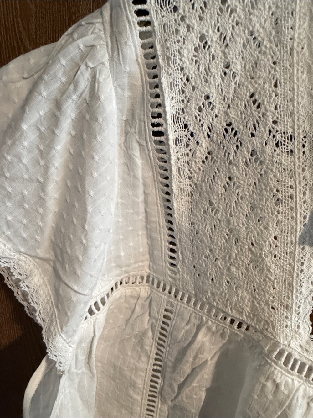 torrid White Swiss Dot Lace Peasant Blouse - Picture 7 of 8
